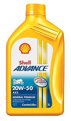 Óleo de Motor Moto 4T Shell 20W50 Advance AX5 Jaso Ma2 Api SL Mineral 1L
