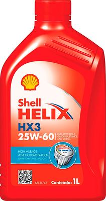 Óleo de Motor Shell 25W60 HX3K Alta Quilometragem Api SL Mineral 1L