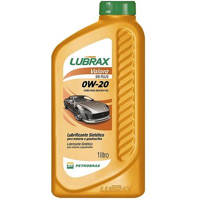 Óleo De Motor Lubrax 0W20 Sn Sintético Valora Plus 1L
