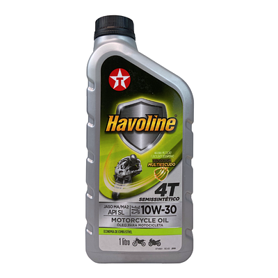 Óleo de Motor Moto 4T Texaco 10W30 Havoline Jaso MA2 Api SL Semissintético 1L