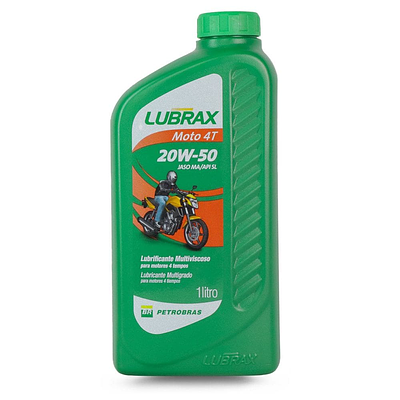 Óleo de Motor Moto 4T Lubrax 20W50 Essencial Jaso MA Api SL Mineral 1L