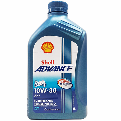 Óleo de Motor Moto 4T Shell 10W30 Advance AX7 Jaso Ma2 Api SM Semissintético 1L