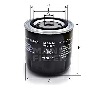 Filtro de Óleo Mann W920/31