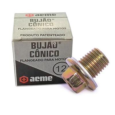 Bujão Cônico Carter Flangeado Moto com Arruela 12MM